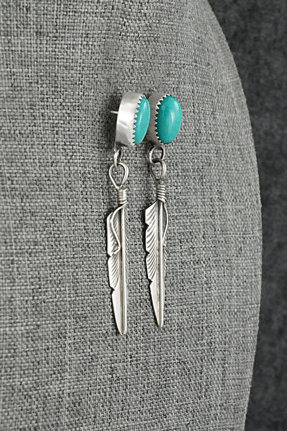 Turquoise & Sterling Silver Earrings - Chris Charley