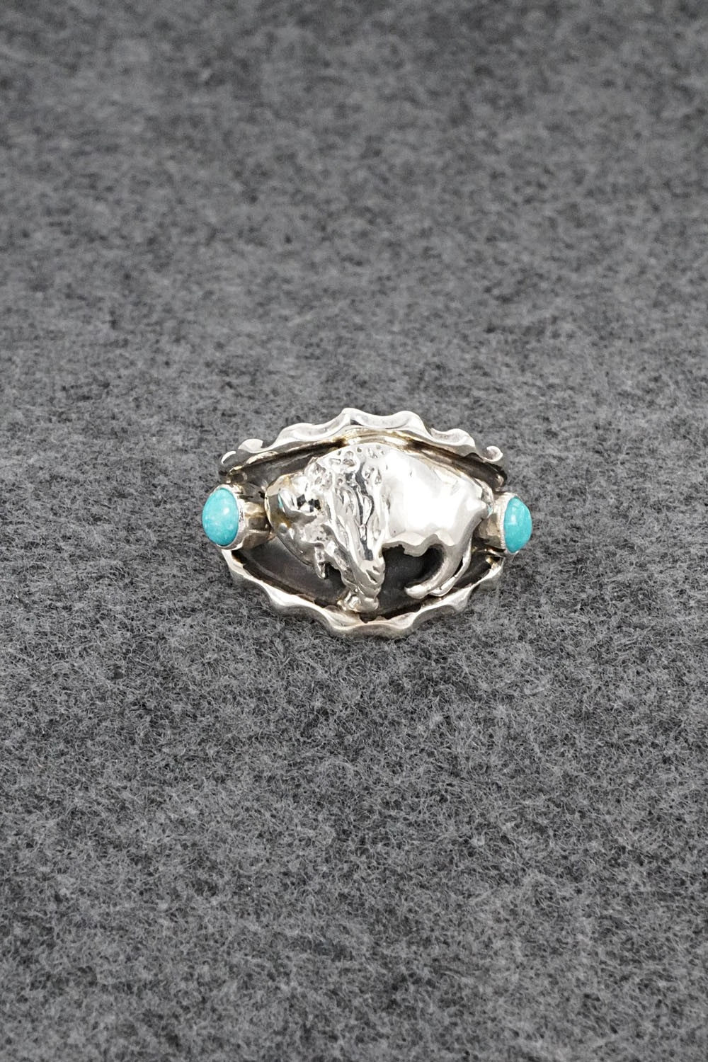Turquoise & Sterling Silver Ring - Genevieve Francisco - Size 13