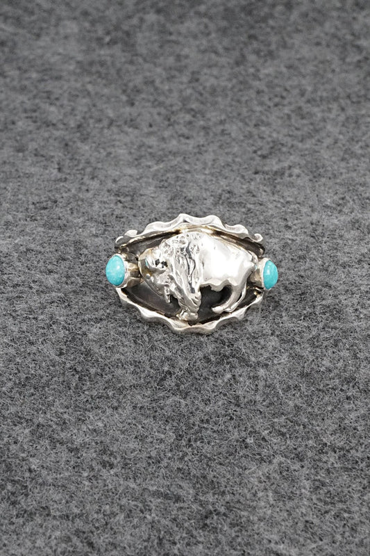 Turquoise & Sterling Silver Ring - Genevieve Francisco - Size 13