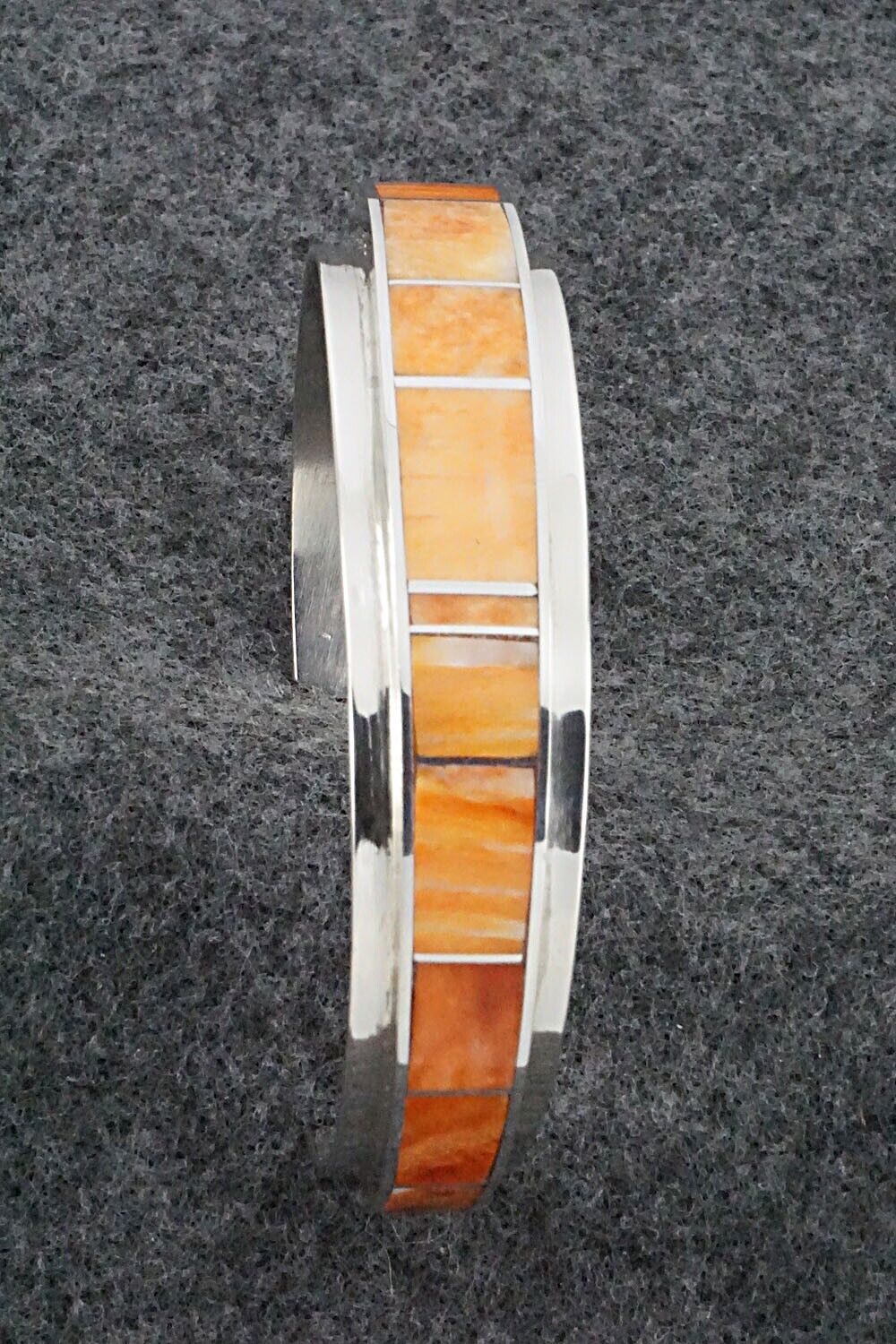 Spiny Oyster & Sterling Silver Inlay Bracelet - Harold Smith