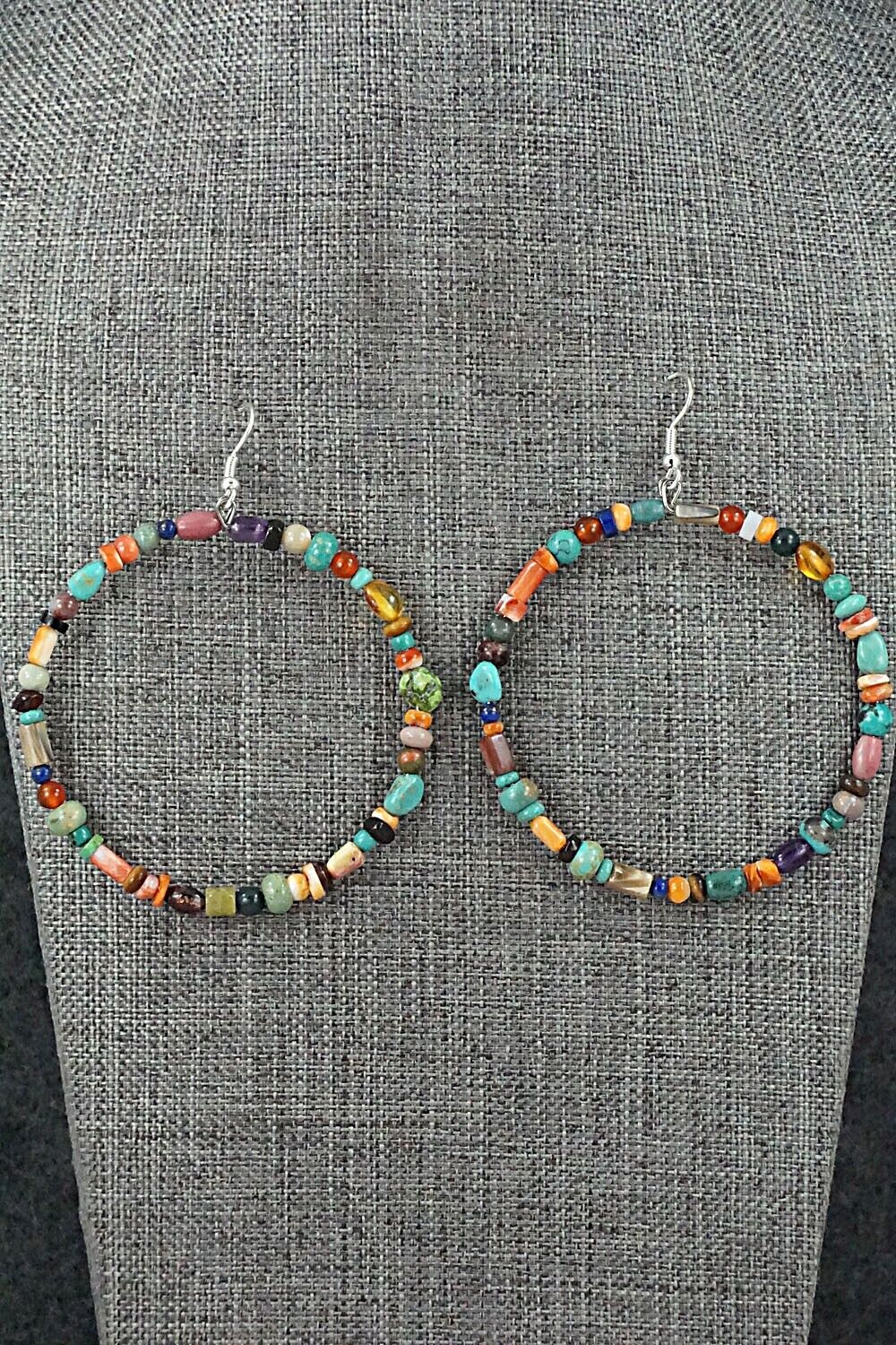 Multi-Stone & Sterling Silver Earrings - Helen Tsosie