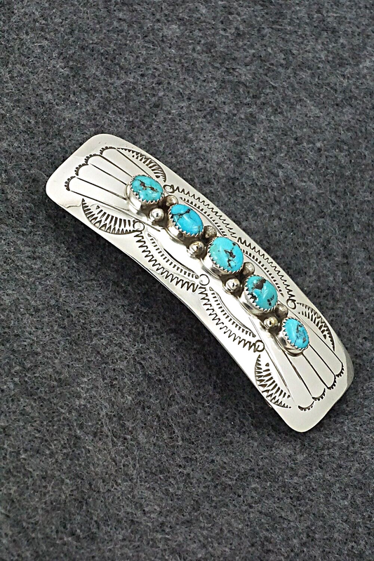 Turquoise & Sterling Silver Hair Barrette - Jolene Yazzie