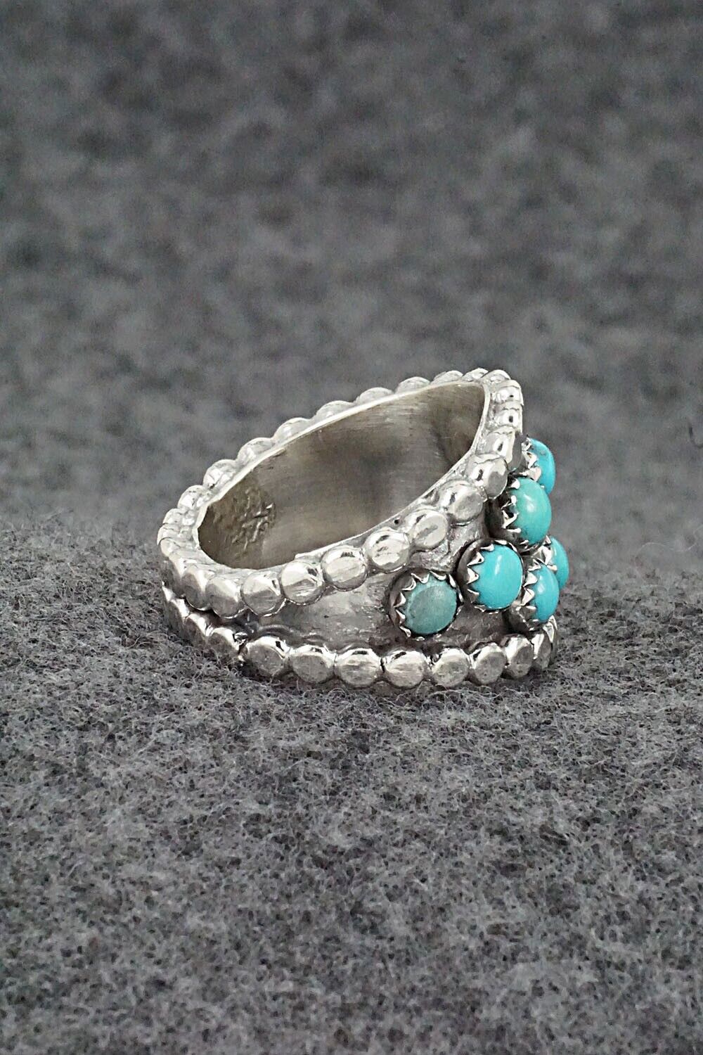 Turquoise & Sterling Silver Ring - Kenny Lonjose - Size 7.75