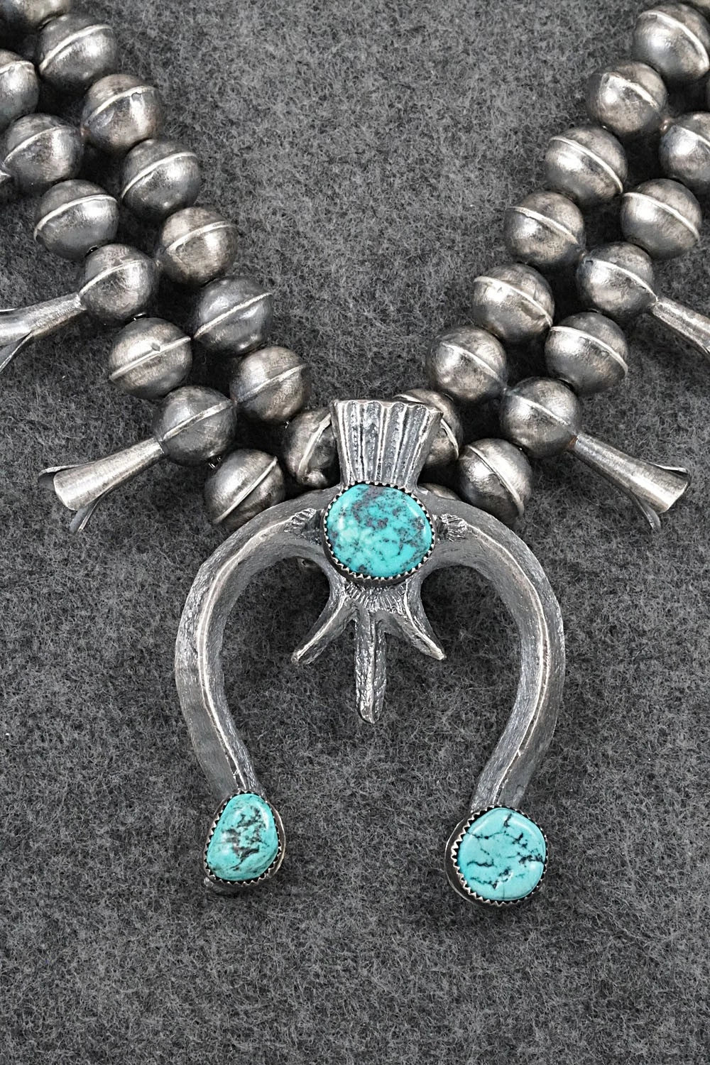 Turquoise & Sterling Silver Squash Blossom Set - Gilbert Martin