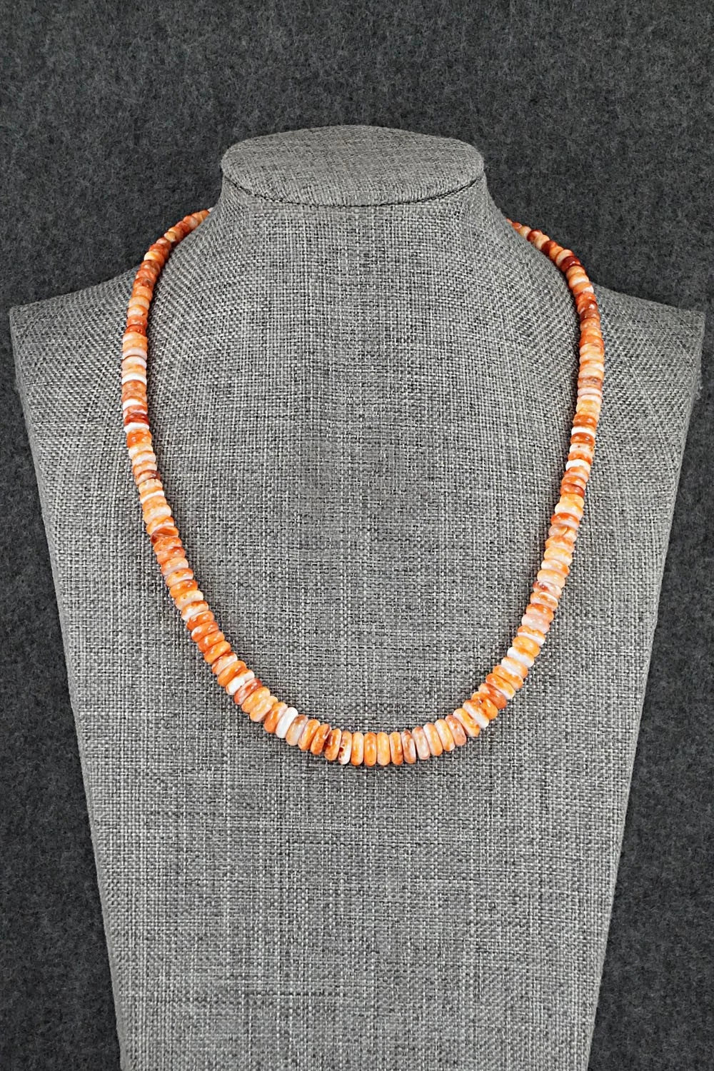 Spiny Oyster & Sterling Silver Necklace 17" - Doreen Jake