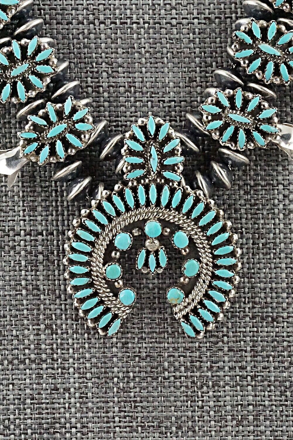 Turquoise & Sterling Silver Mini Squash Blossom Set - Lorena Peina