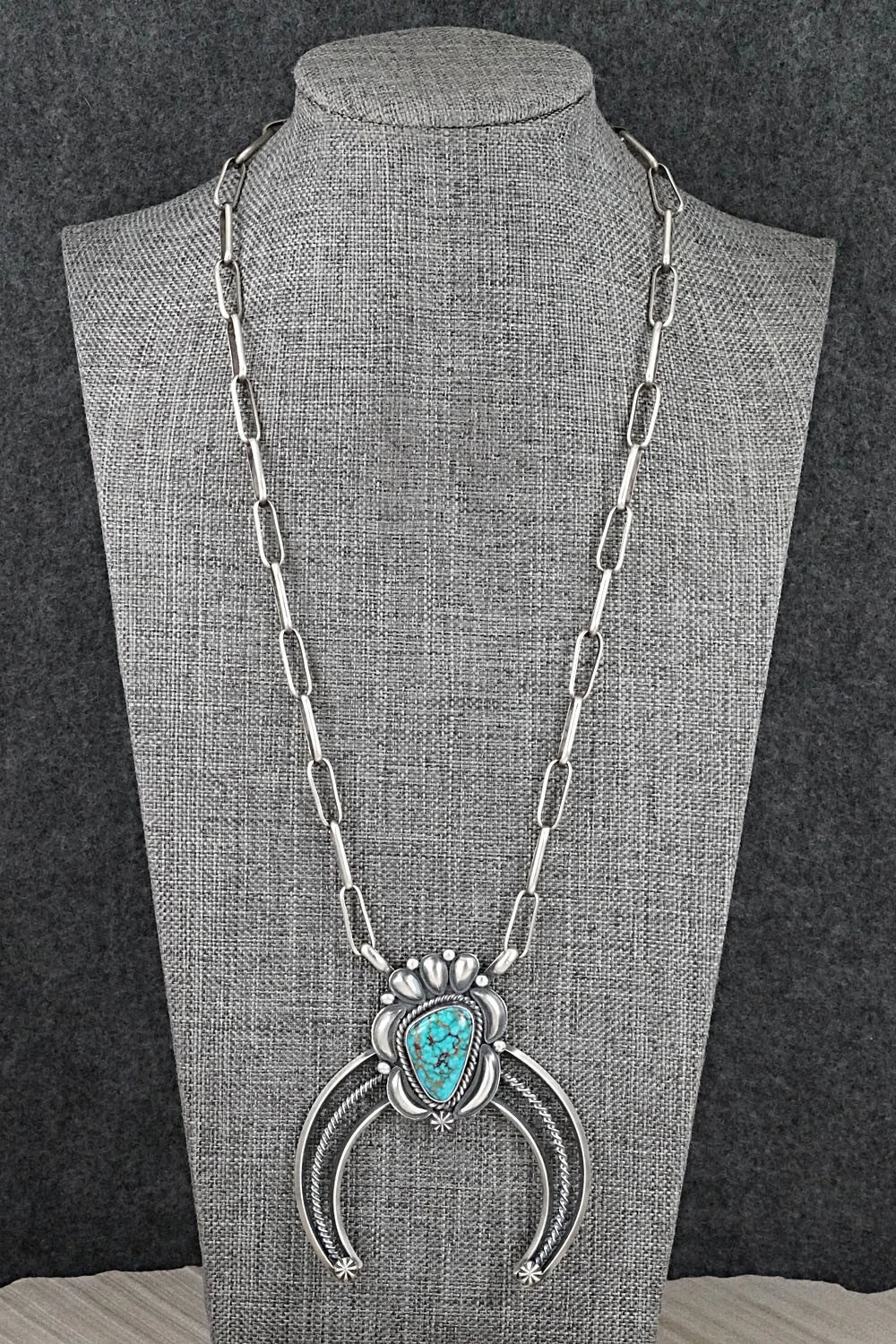 Turquoise & Sterling Silver Necklace - Raymond Delgarito