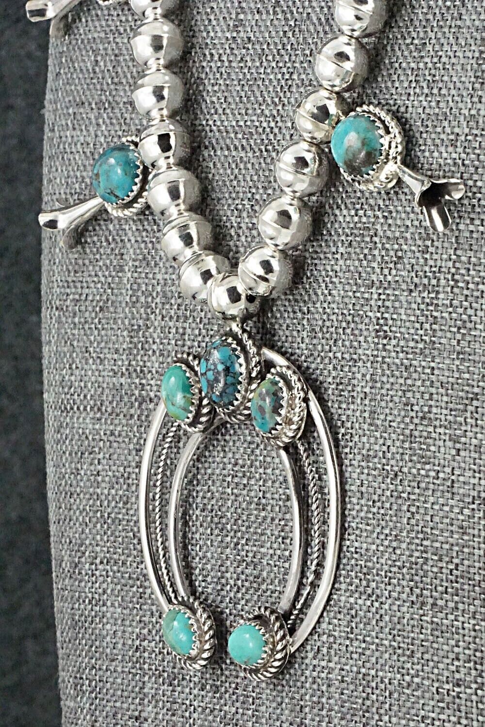 Turquoise & Sterling Silver Squash Blossom Necklace - Phil Garcia