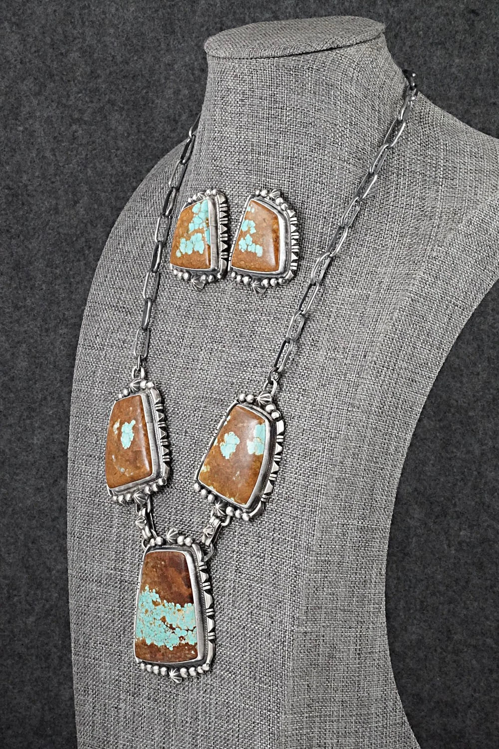 Turquoise & Sterling Silver Necklace and Earrings Set - Bob Becenti