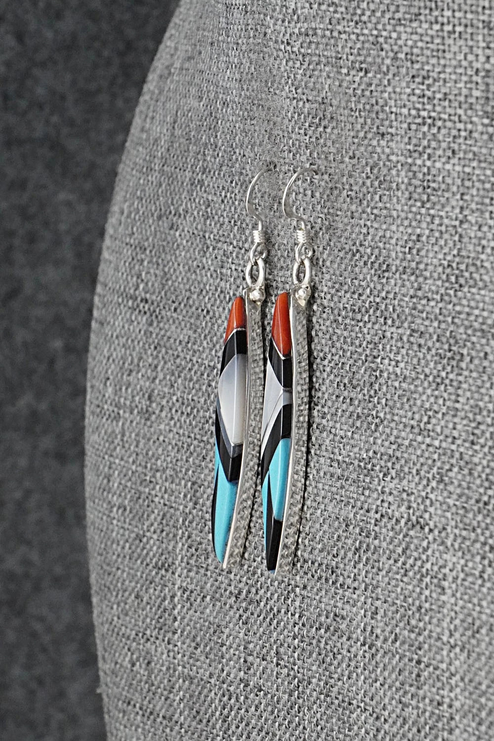 Multi-Stone Inlay & Sterling Silver Earrings - Cleo Kallestewa