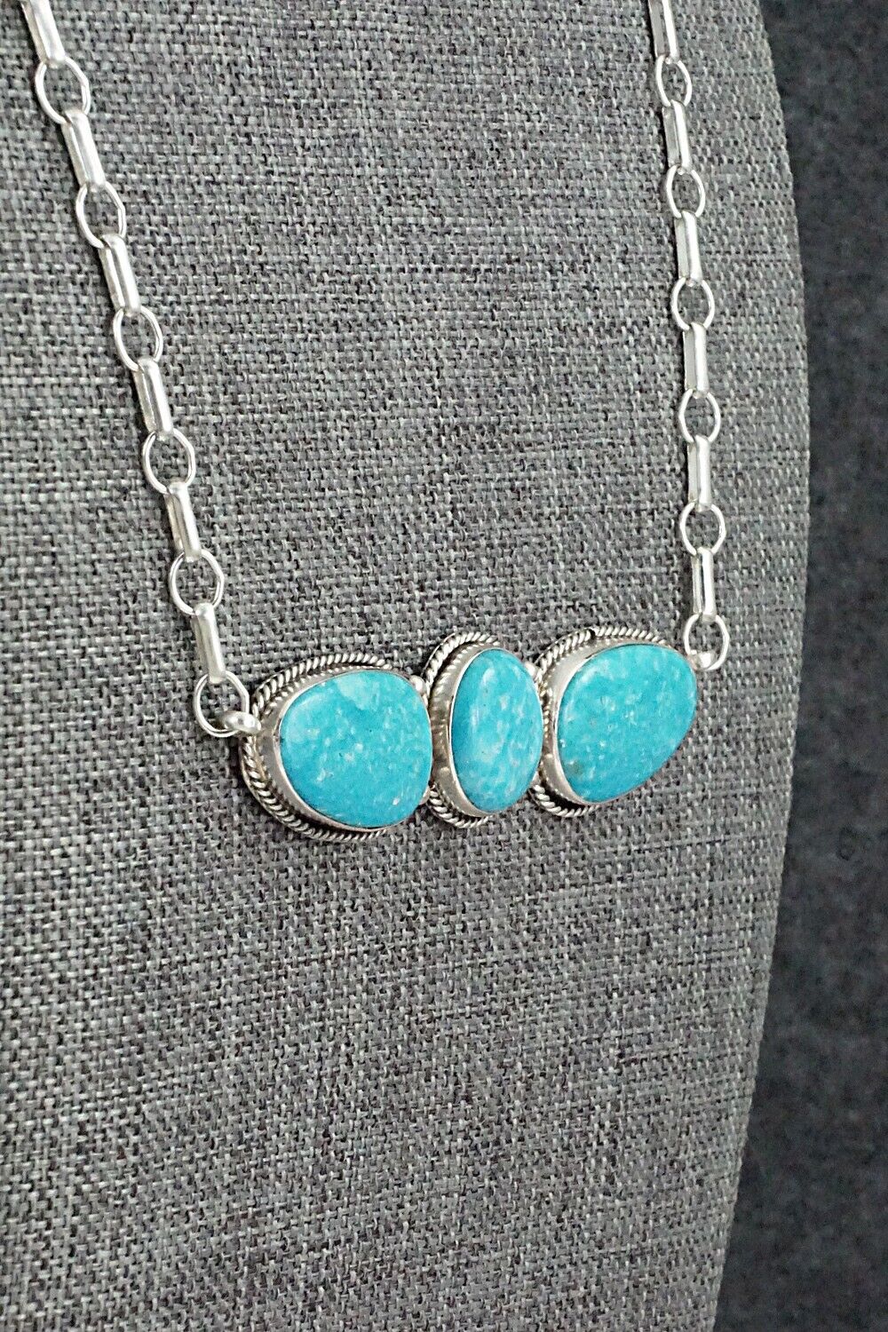 Turquoise & Sterling Silver Necklace and Earrings Set - Rena Begay