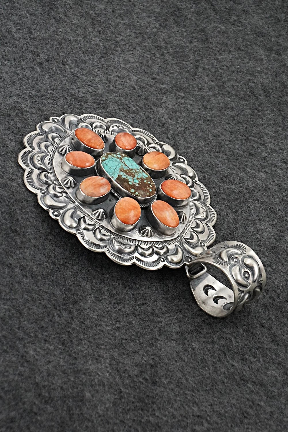 Turquoise, Spiny Oyster & Sterling Silver Pendant - Randy Boyd