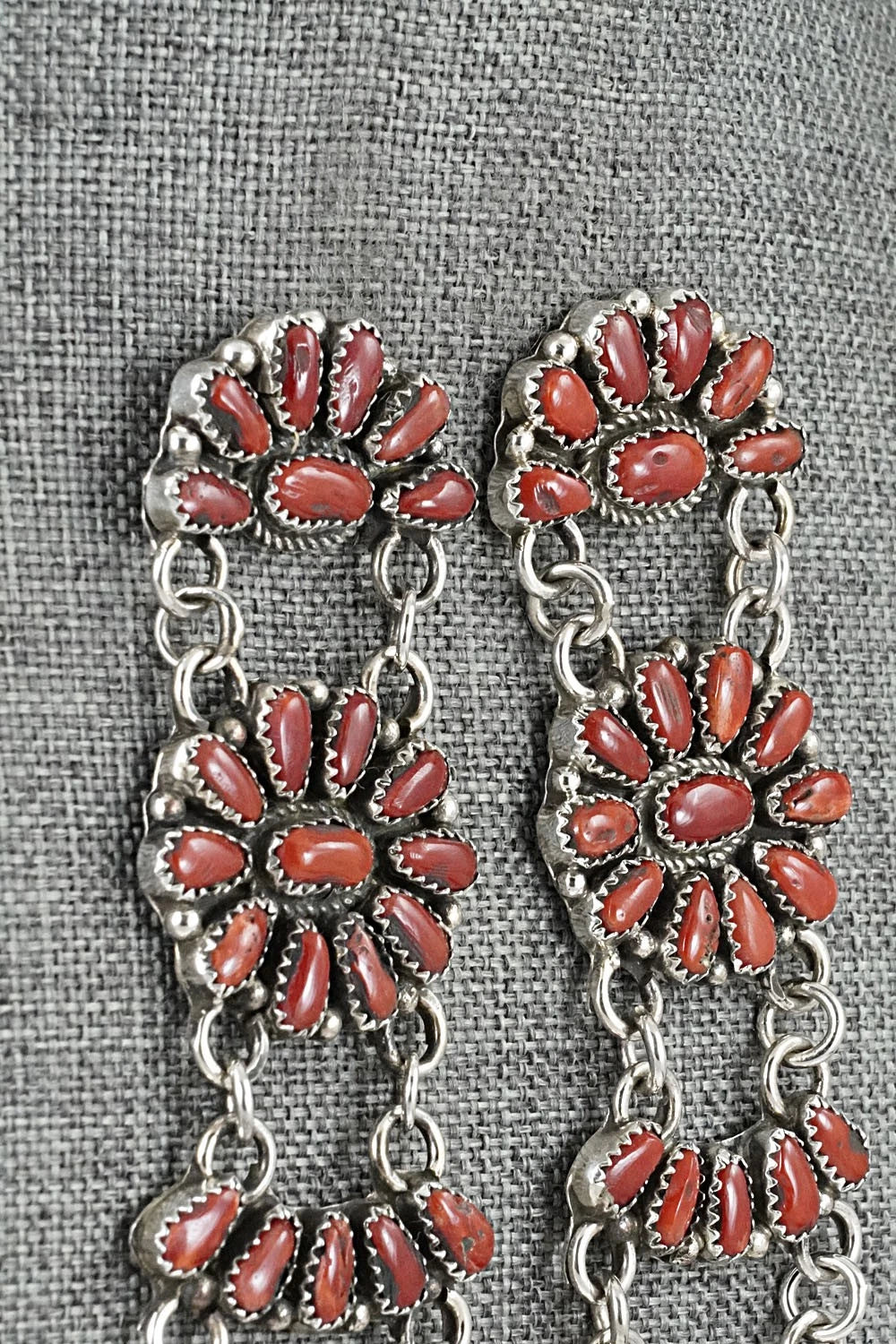 Coral & Sterling Silver Earrings - Justina Wilson