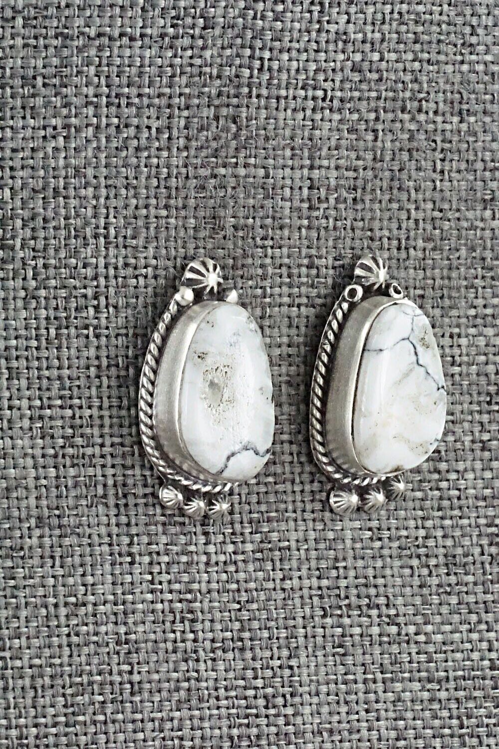 White Buffalo & Sterling Silver Earrings - Sheena Jack