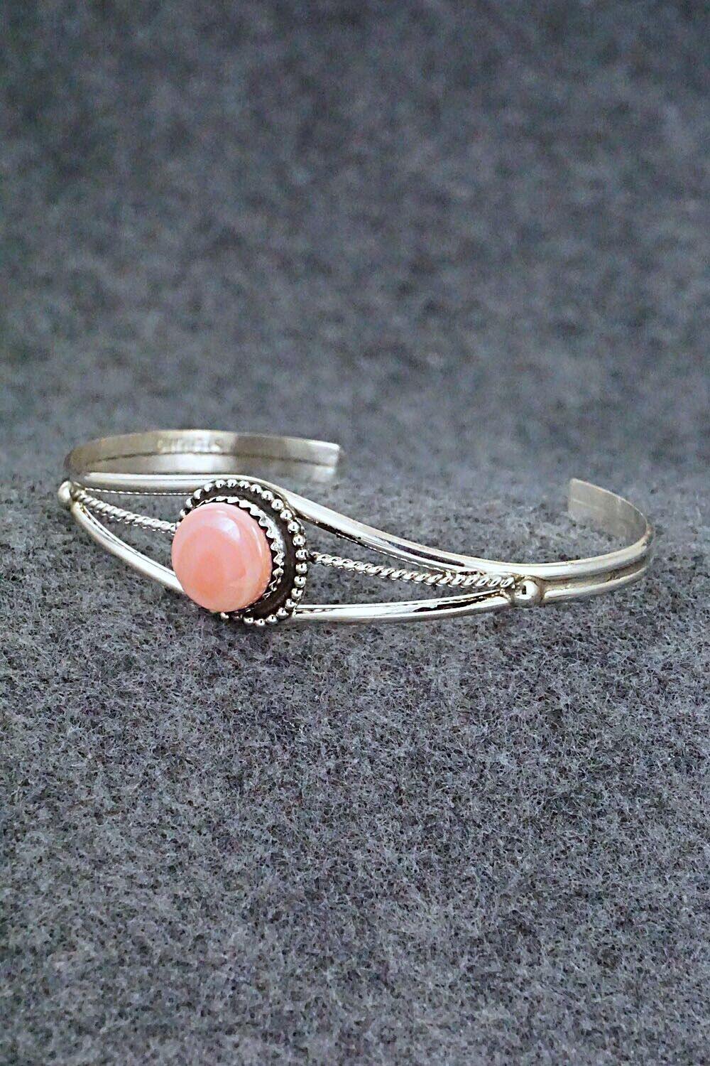 Pink Conch Shell & Sterling Silver Bracelet - Esther White
