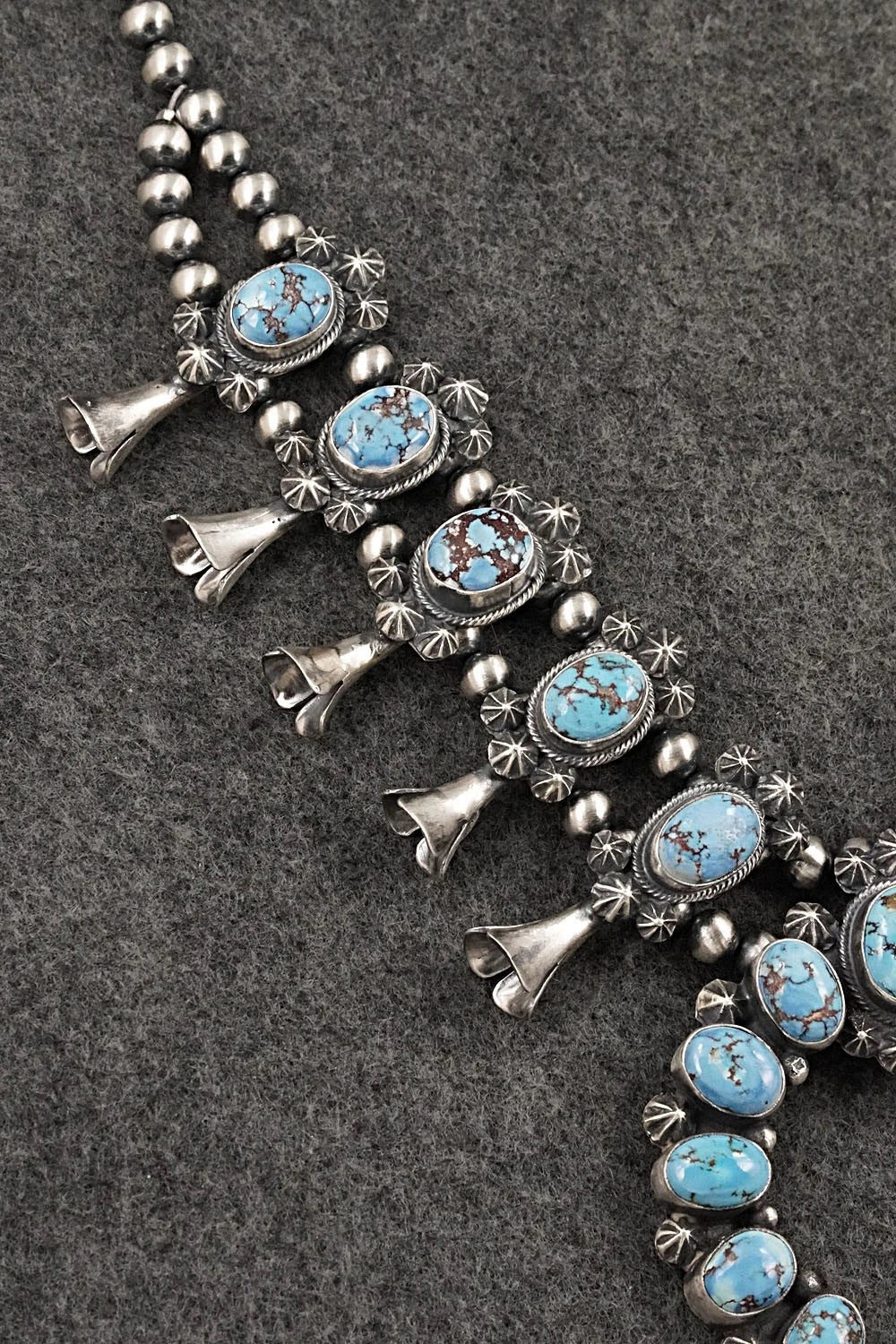 Turquoise & Sterling Silver Squash Blossom Set - Darrin Livingston