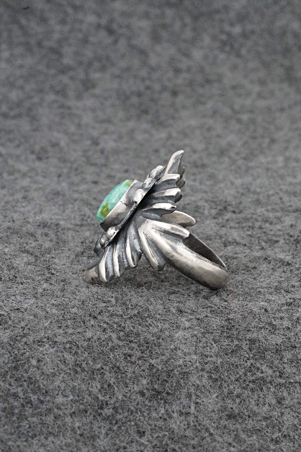 Turquoise & Sterling Silver Ring - Harrison Bitsue - Size 8.5