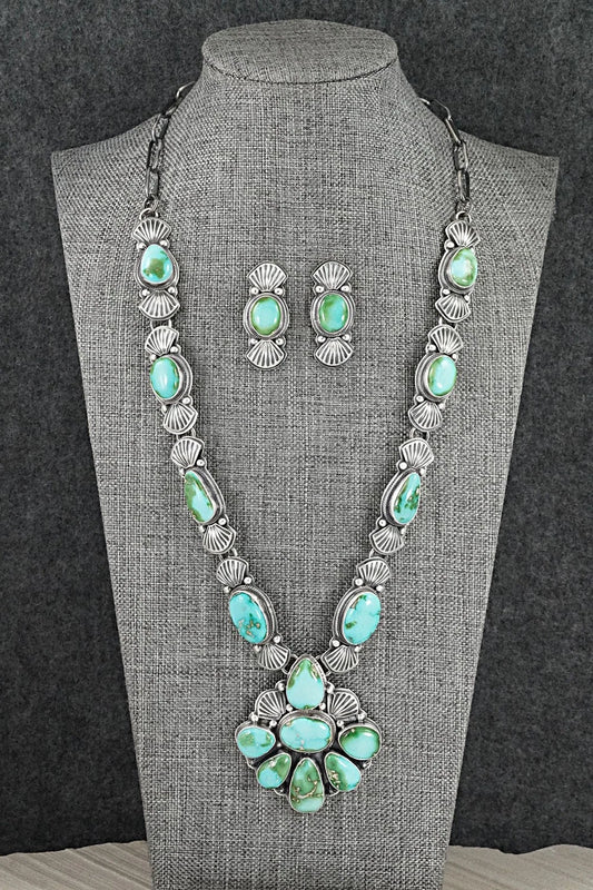 Turquoise & Sterling Silver Necklace and Earrings Set - Randy Boyd