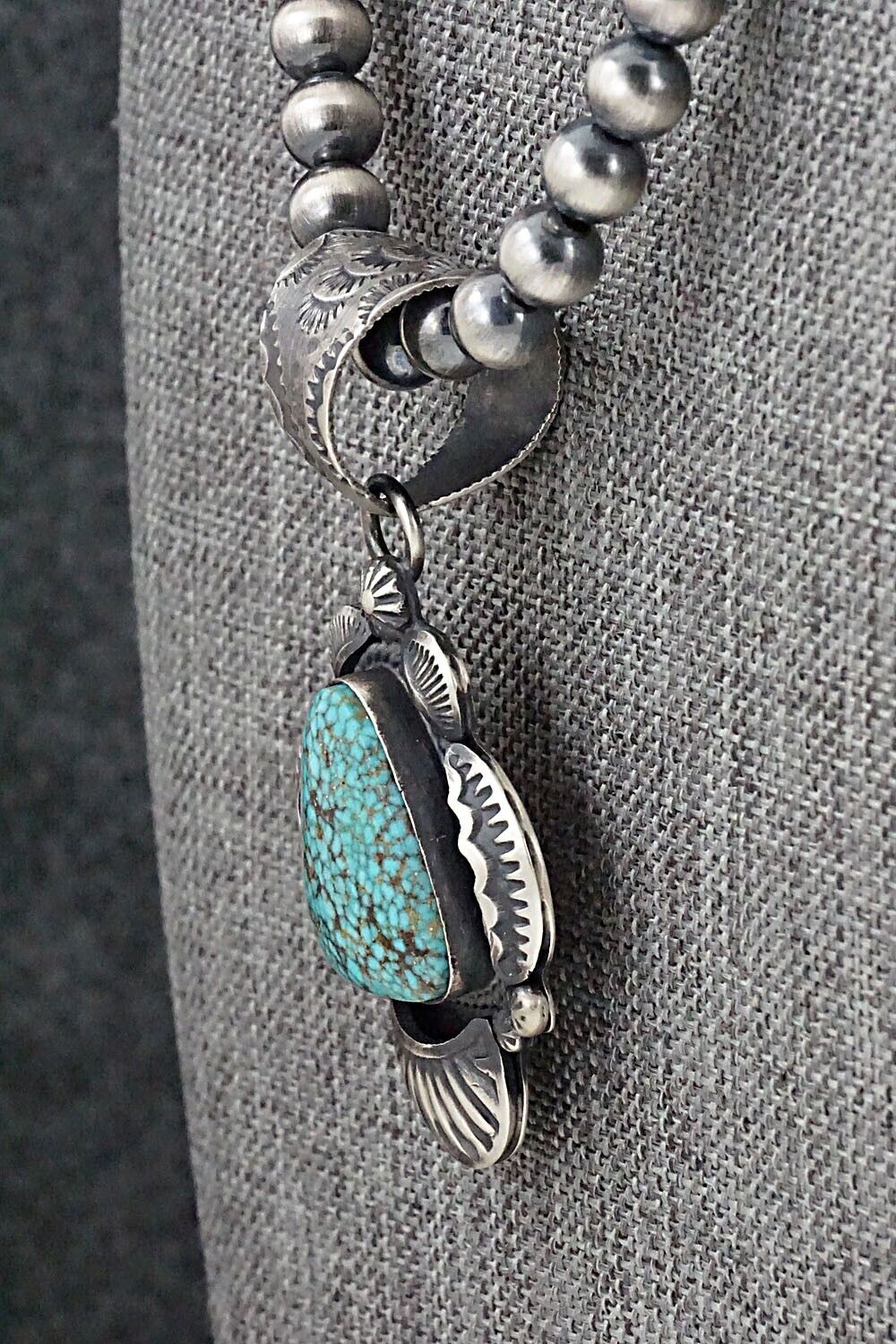 Turquoise & Sterling Silver Necklace - Gilbert Tom