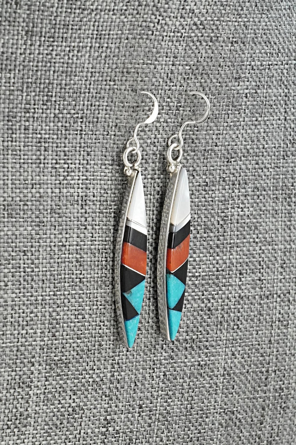 Multi-Stone Inlay & Sterling Silver Earrings - Cleo Kallestewa