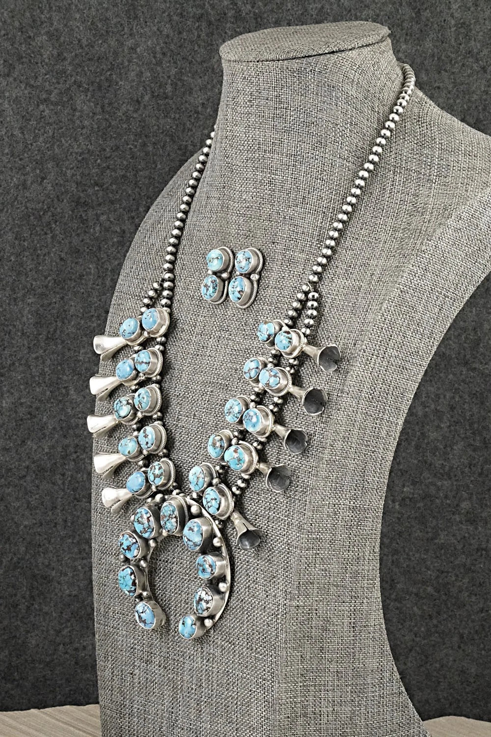 Turquoise & Sterling Silver Squash Blossom Set - Darrin Livingston