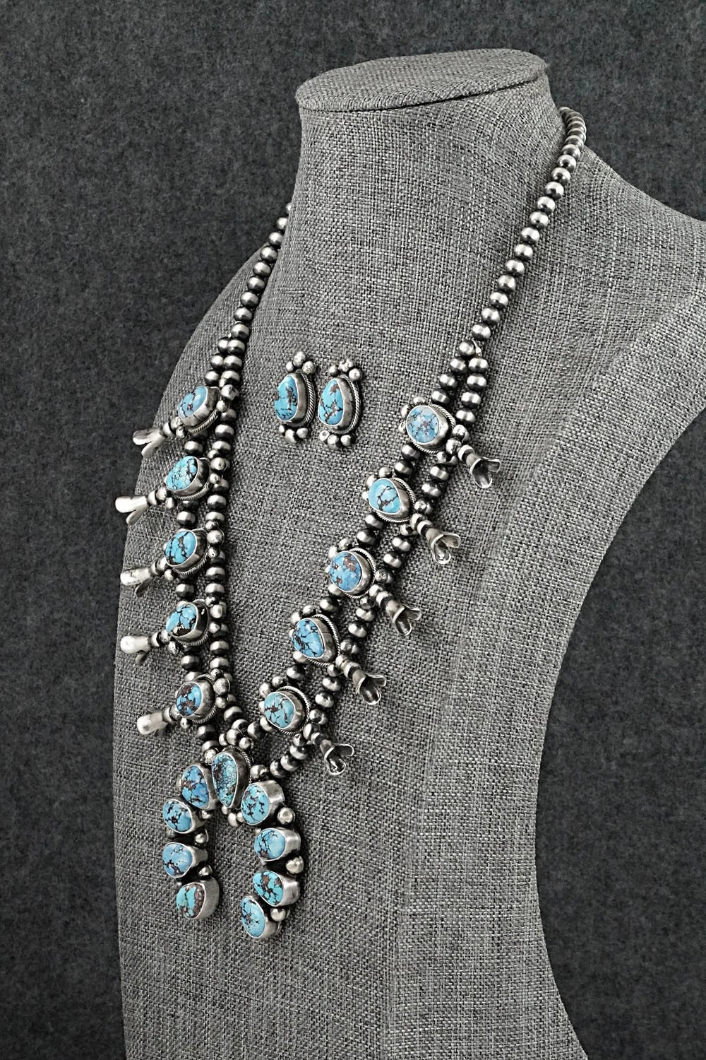 Turquoise & Sterling Silver Squash Blossom Set - Darrin Livingston