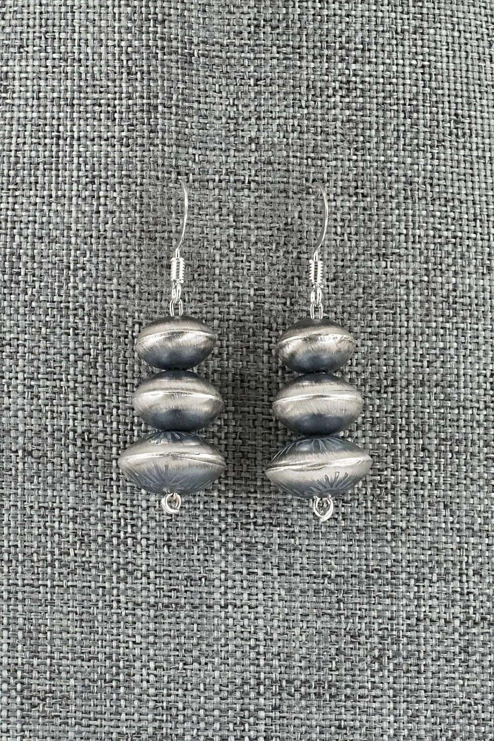 Sterling Silver Navajo Pearl Necklace and Earrings Set - Angeline Miller