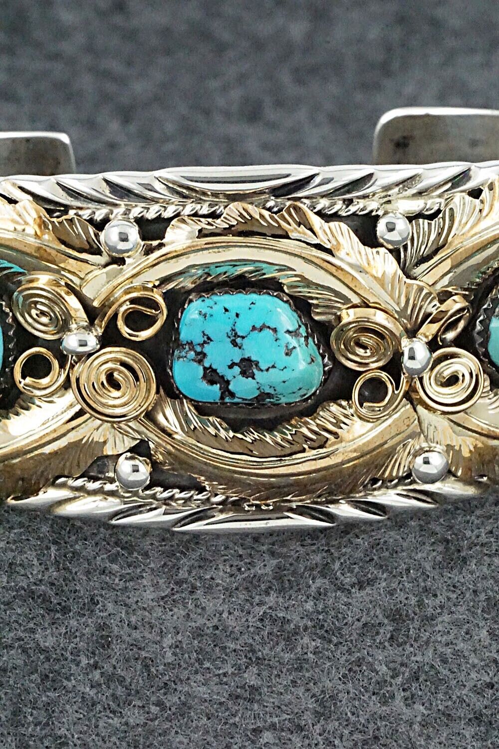 Turquoise, Coral & Sterling Silver Bracelet - Allen Chee