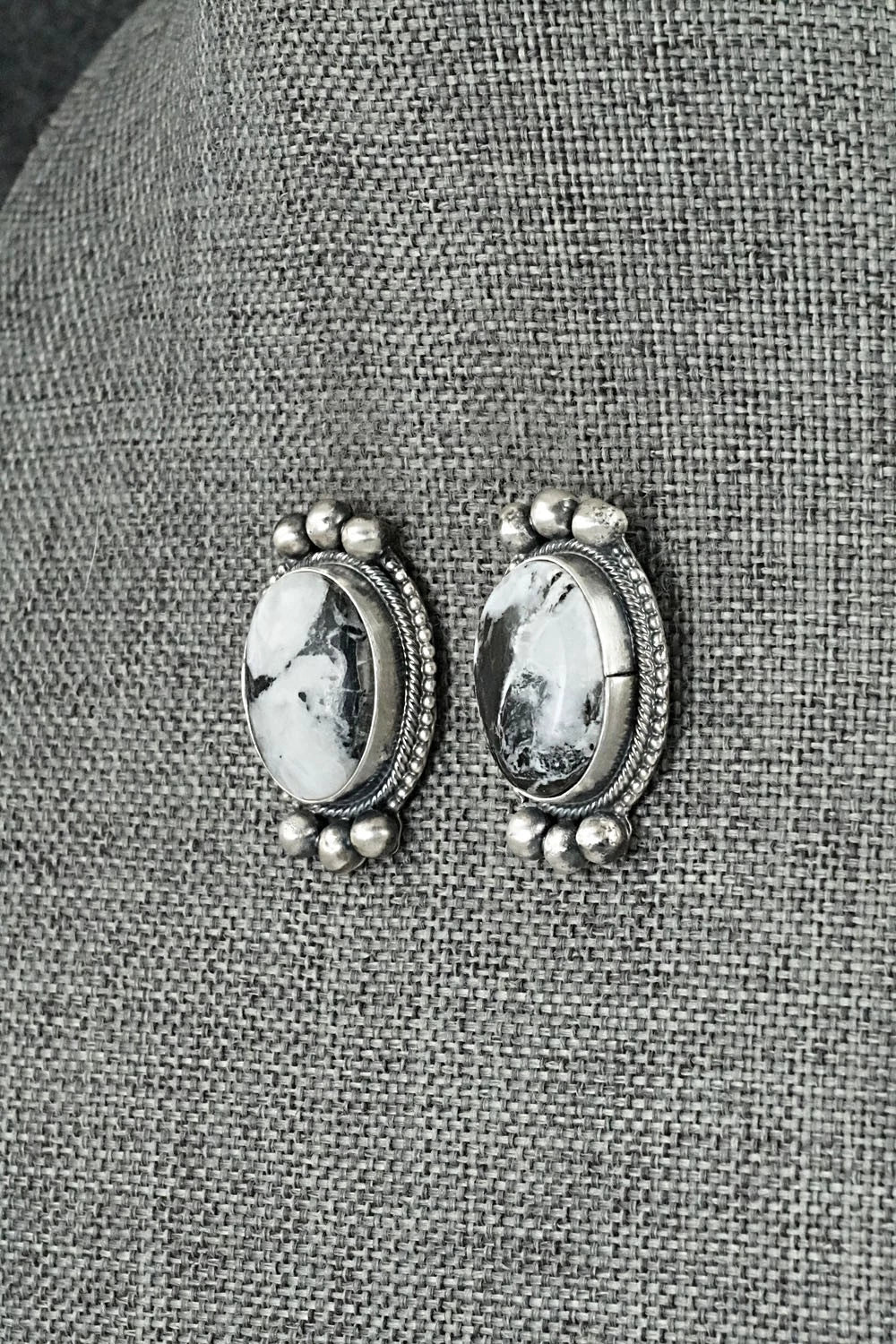 White Buffalo & Sterling Silver Squash Blossom Set - Darrin Livingston
