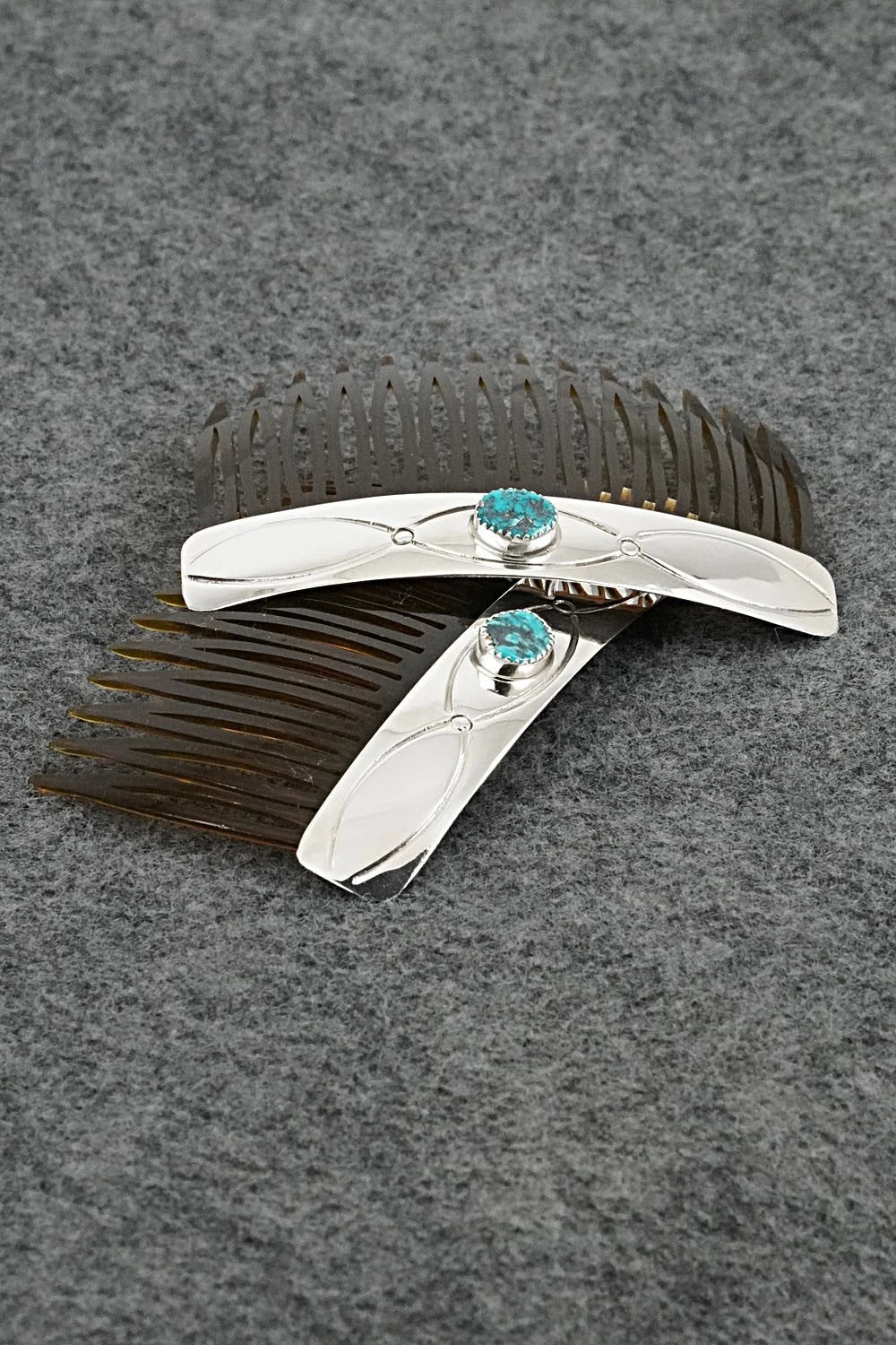 Turquoise & Sterling Silver Hair Combs - Joann Silver