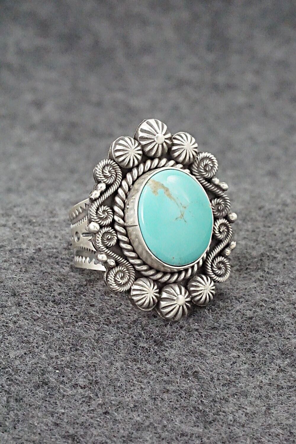 Turquoise & Sterling Silver Ring - Rosita Calladitto - Size 7.5