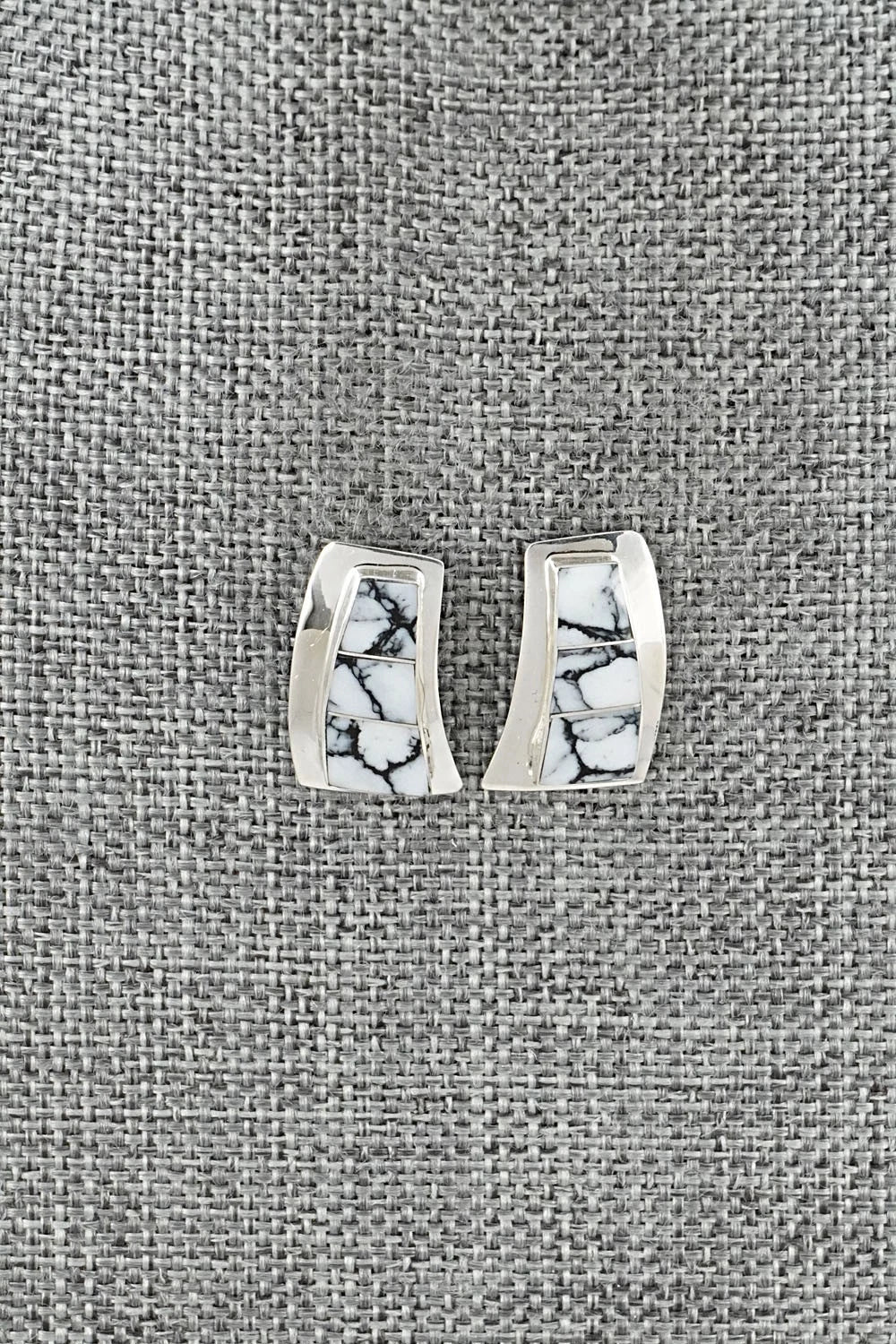 White Buffalo & Sterling Silver Earrings - Nathaniel Johnson