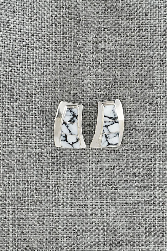 White Buffalo & Sterling Silver Earrings - Nathaniel Johnson