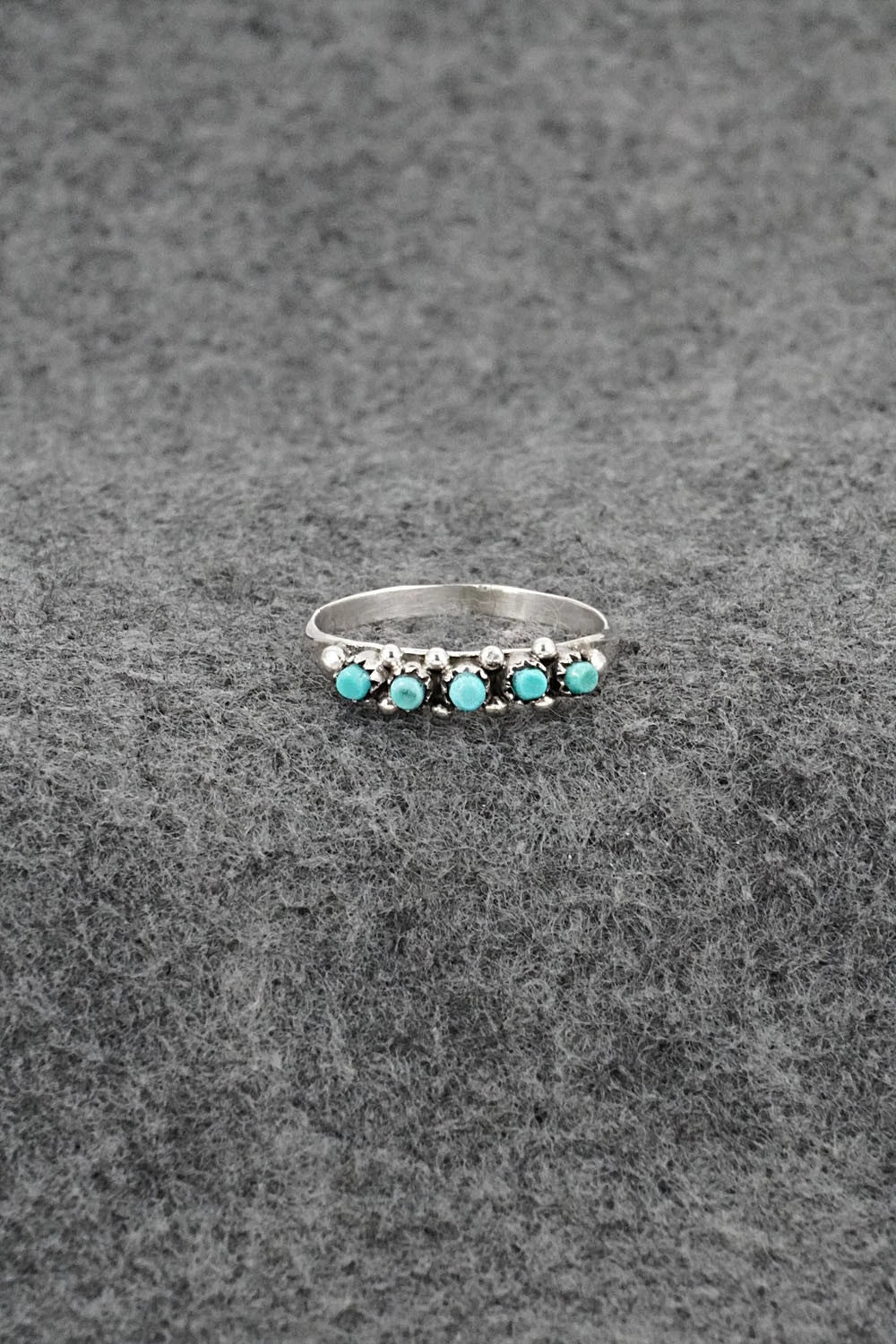 Turquoise & Sterling Silver Ring - April Haloo - Size 7.5