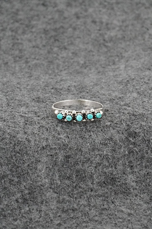 Turquoise & Sterling Silver Ring - April Haloo - Size 7.5