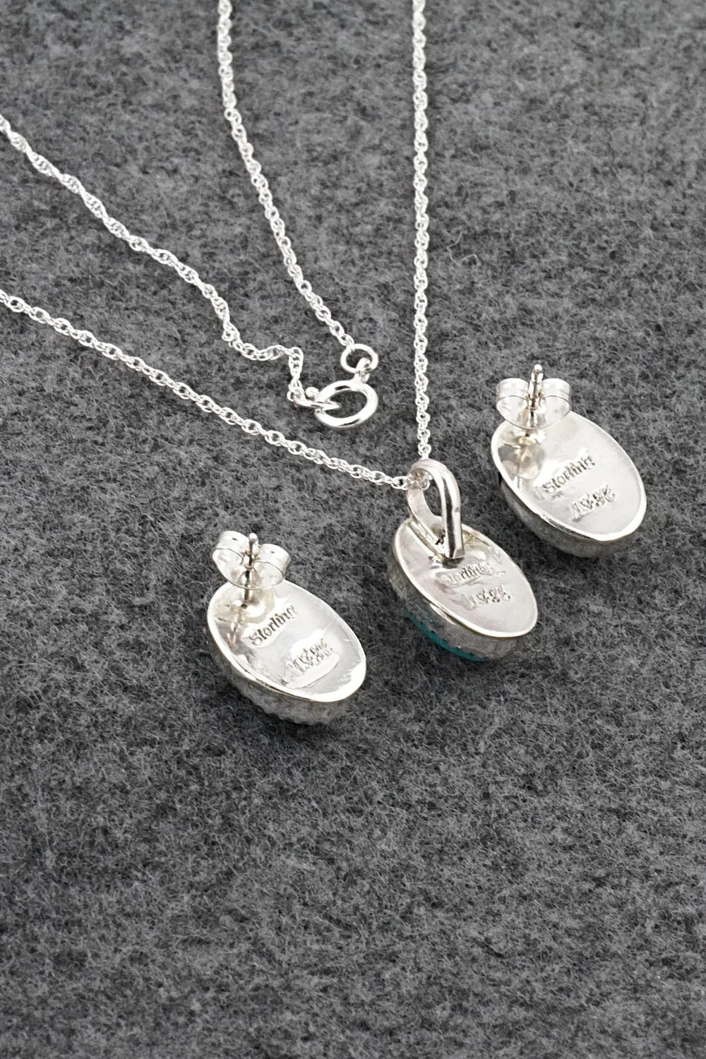 Turquoise & Sterling Silver Necklace Set - Murray Hannaweeka