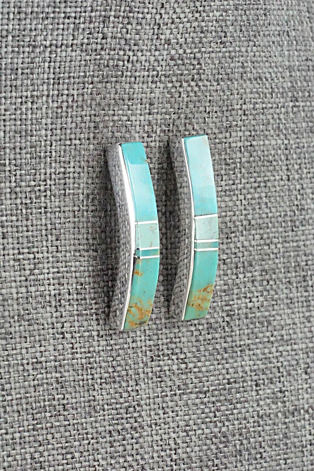 Turquoise & Sterling Silver Inlay Earrings - Marilyn Yazzie