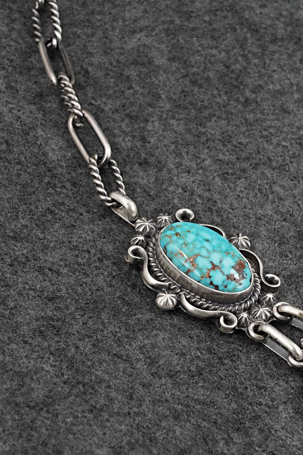 Turquoise & Sterling Silver Necklace and Earrings Set - Raymond Delgarito