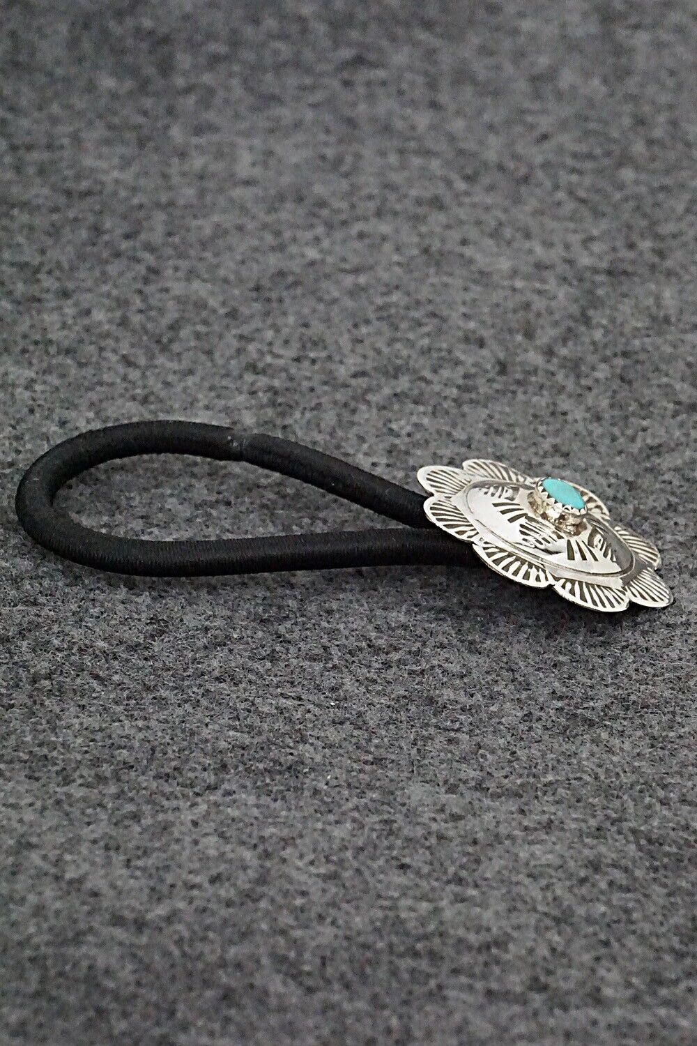 Turquoise & Sterling Silver Hair Tie - Bertha Begay