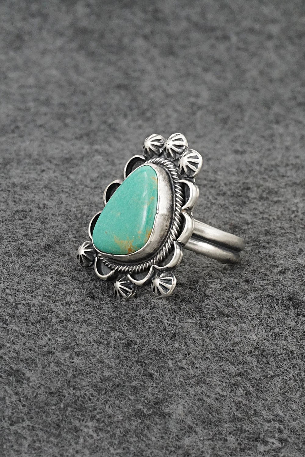 Turquoise & Sterling Silver Ring - Bobby Johnson - Size Adjustable