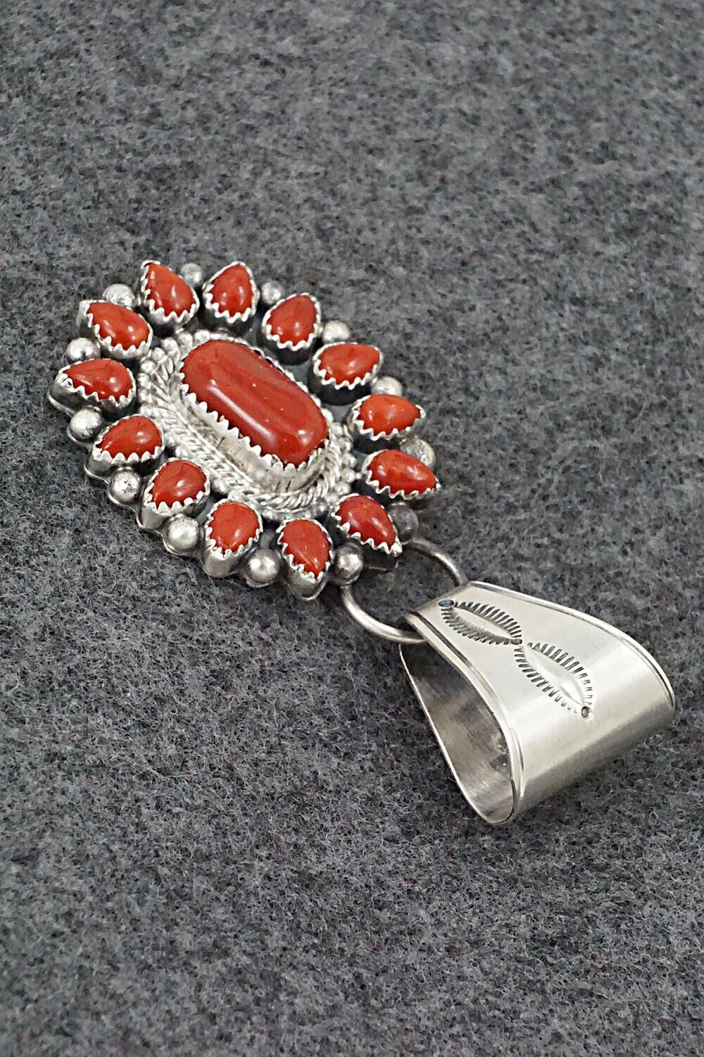 Coral & Sterling Silver Pendant - Tom Lewis