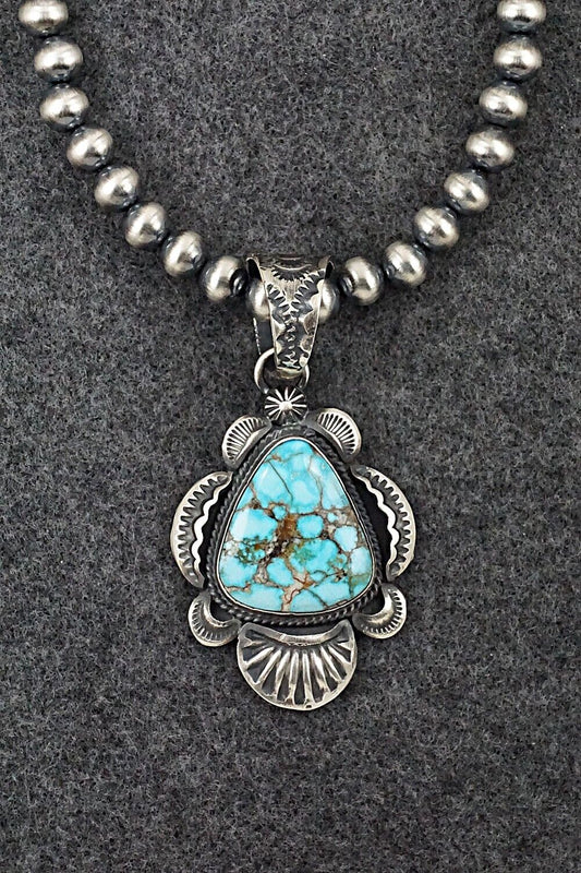 Turquoise and Sterling Silver Necklace - Gilbert Tom