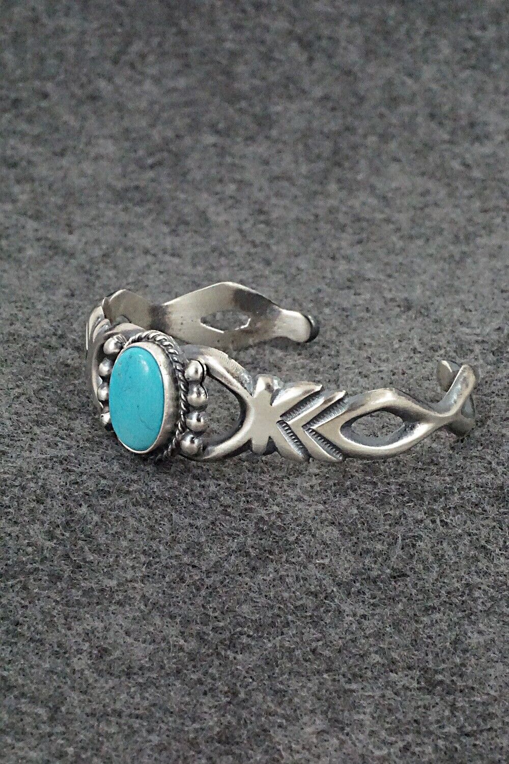 Turquoise & Sterling Silver Bracelet - Harrison Bitsue