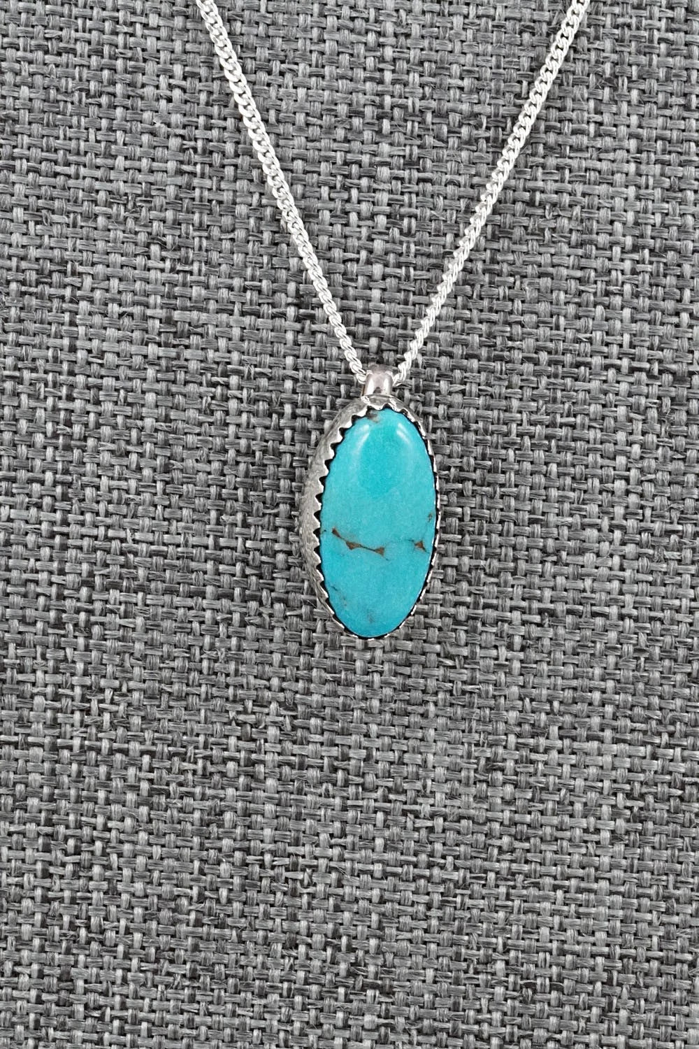 Turquoise & Sterling Silver Necklace and Earrings Set - Murray Hannaweeka