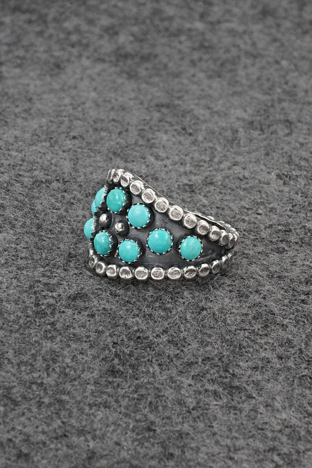 Turquoise & Sterling Silver Ring - Kenny Lonjose - Size 9.5