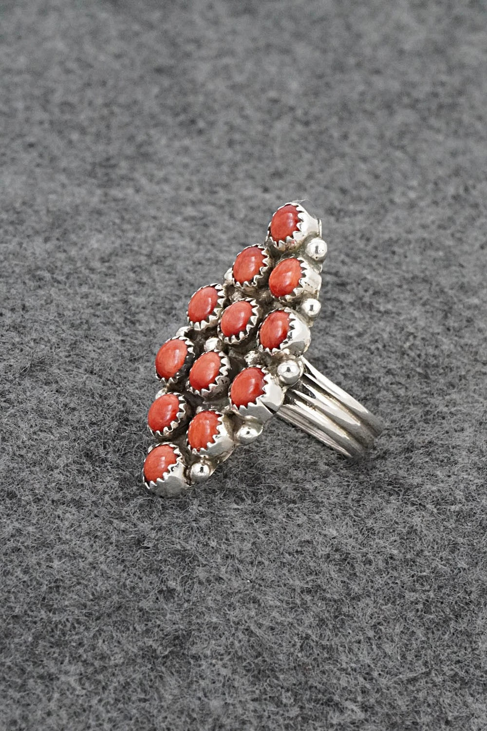 Spiny Oyster & Sterling Silver Ring - Priscilla Reeder - Size 9.5
