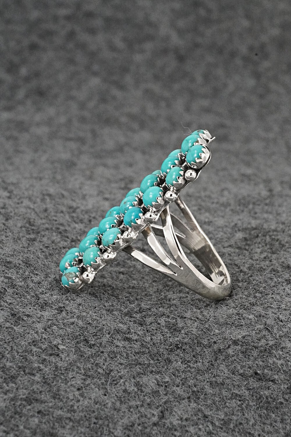 Turquoise & Sterling Silver Ring - Kenny Lonjose - Size 7.5