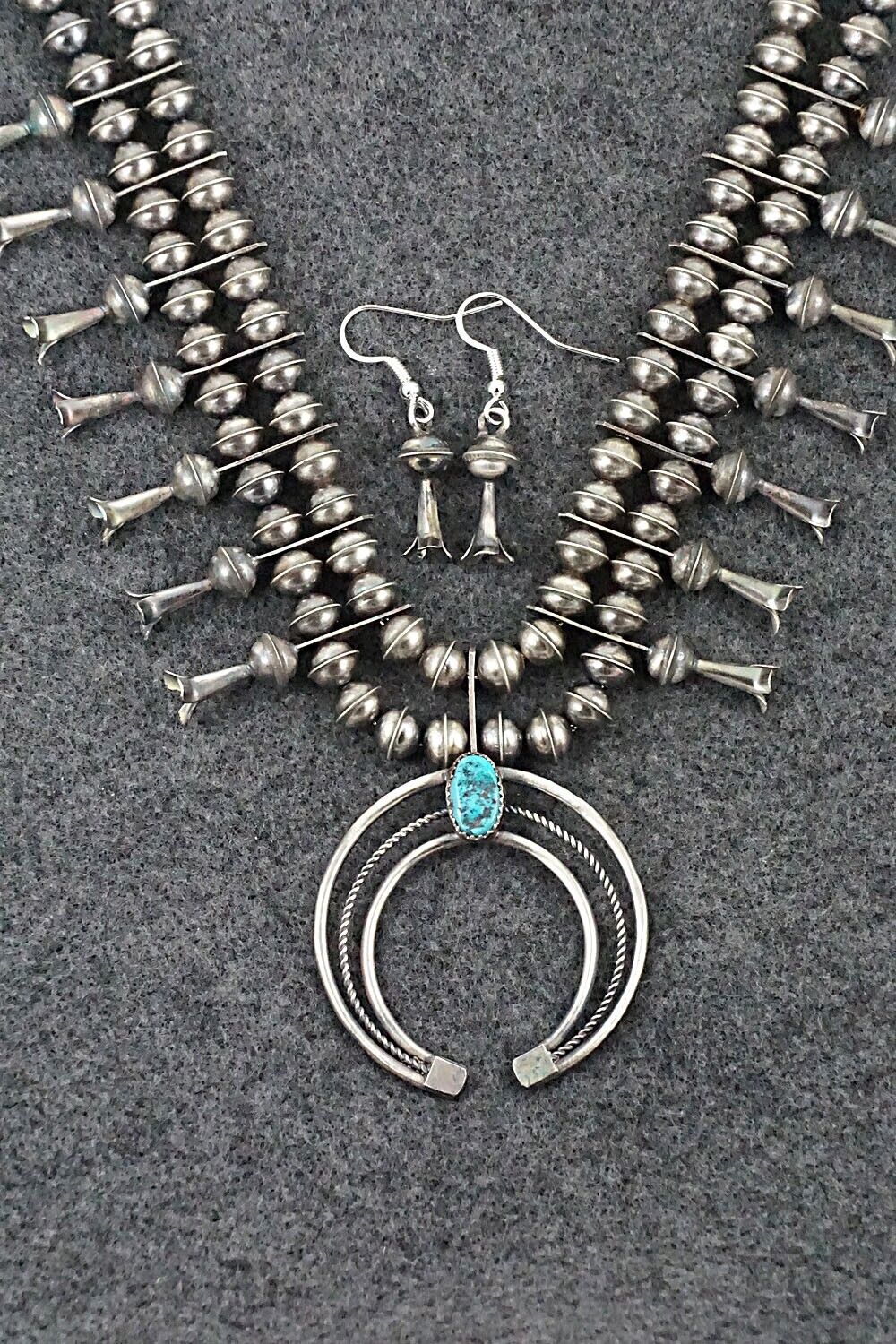Turquoise & Sterling Silver Squash Blossom Set - Phil Garcia