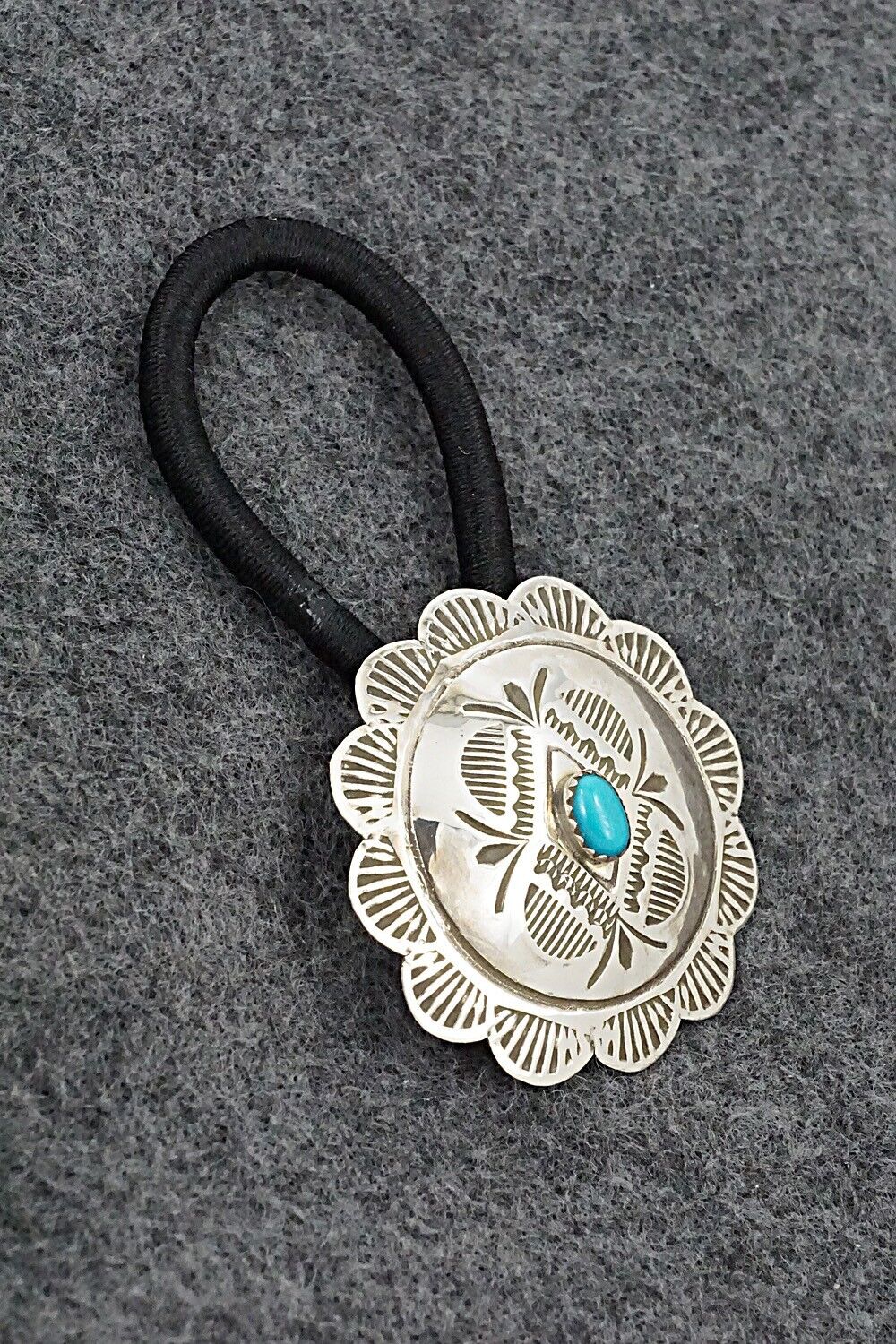 Turquoise & Sterling Silver Hair Tie - Bertha Begay