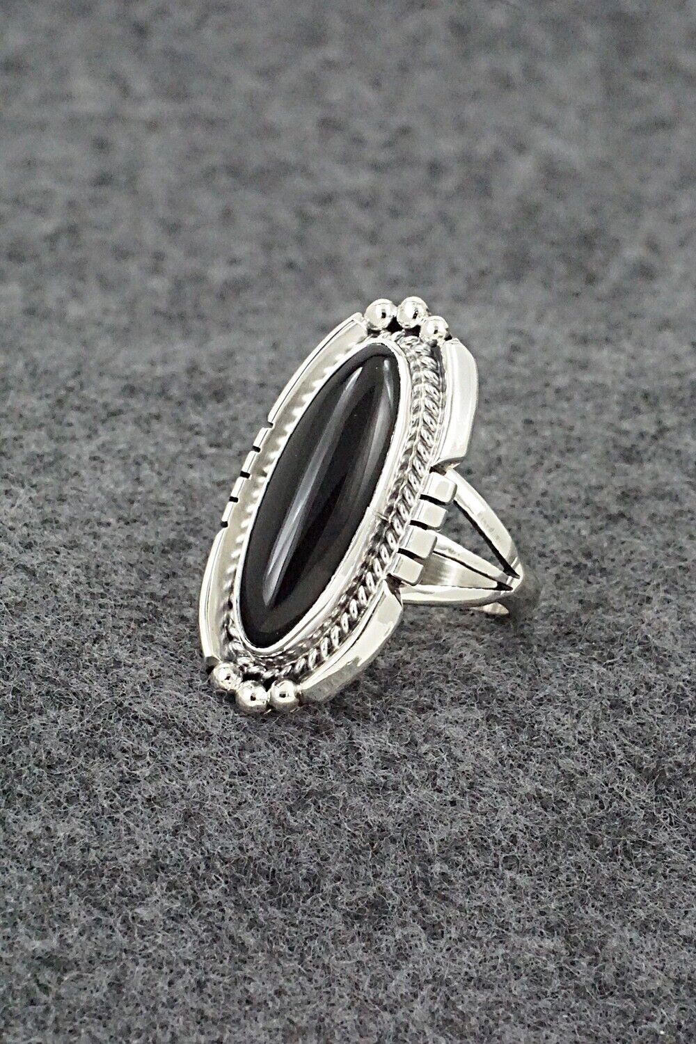 Onyx & Sterling Silver Ring - Samuel Yellowhair - Size 8.75